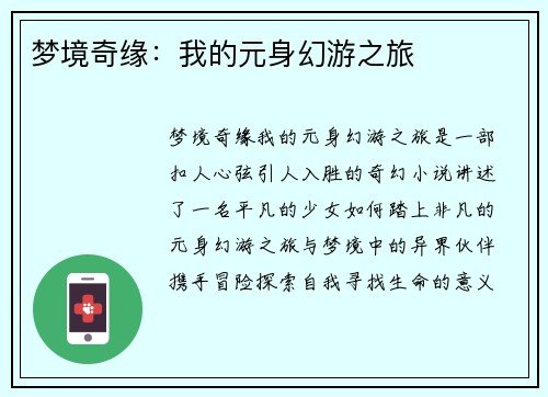 梦境奇缘：我的元身幻游之旅